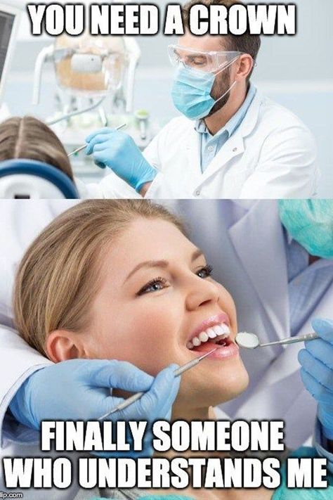 Tag someone who deserves a Crown!😉 👑 Dentist Meme, Dental Meme, Dental Hygiene Humor, Dentist Jokes, Dentistry Humor, Dental Ideas, Dental Pictures, Dental Quotes, Esthetic Dentistry