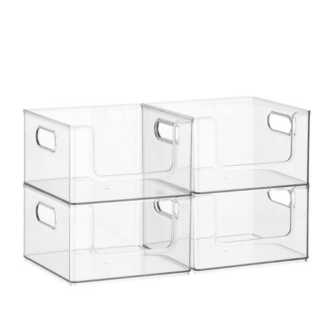 The Home Edit by iDesign Stacking Pantry Bin | The Container Store Rolling Storage Bins, Pantry Storage Containers, Pantry Bin, Stackable Bins, Home Edit, Pantry Organizers, Pantry Shelving, Stackable Storage Bins, Integrated Handles