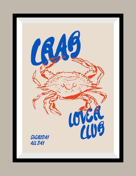 Vector crab hand drawn print design temp... | Premium Vector #Freepik #vector Crab Graphic Design, Lobster Illustration, Crab Drawing, Chili Crab, Crab Illustration, Yogurt Packaging, Print Design Template, Crab Art, Crab Print