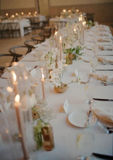 Lush White Florals at Grand Gimeno | Golden Hour Events Grand Gimeno, Plated Dinner, Minimalist Wedding Ideas, Grand Room, Thanksgiving Weekend, White Florals, Wedding Styling, Morning Wedding, Wedding Florals