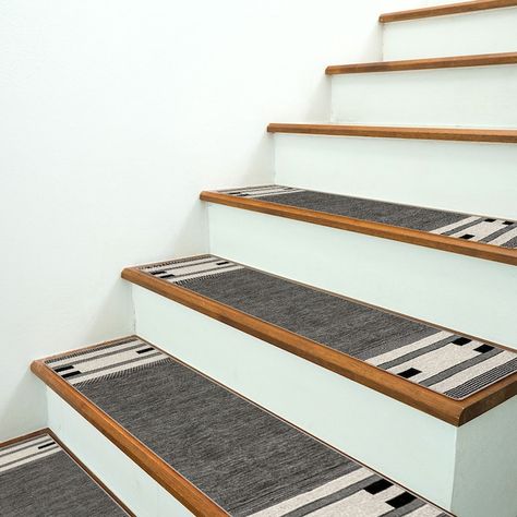 RugsForSteps - Etsy Carpet Tile Stairs, Stair Rugs Individual, Stair Covering Ideas, Small Stair Landing Decor, Modern Stair Runner, Landing Rug, Carpet Stair Treads, Stair Carpet, Stair Tread Rugs