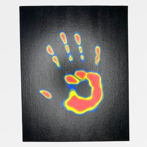 Paintings With Handprints, Thermal Handprint Painting, Hand Heat Painting, Thermal Hand Print Painting, 444 Painting Ideas, Thermal Hand Painting, Art Clothes Painting, Thermal Painting Ideas, Thermal Hand Art