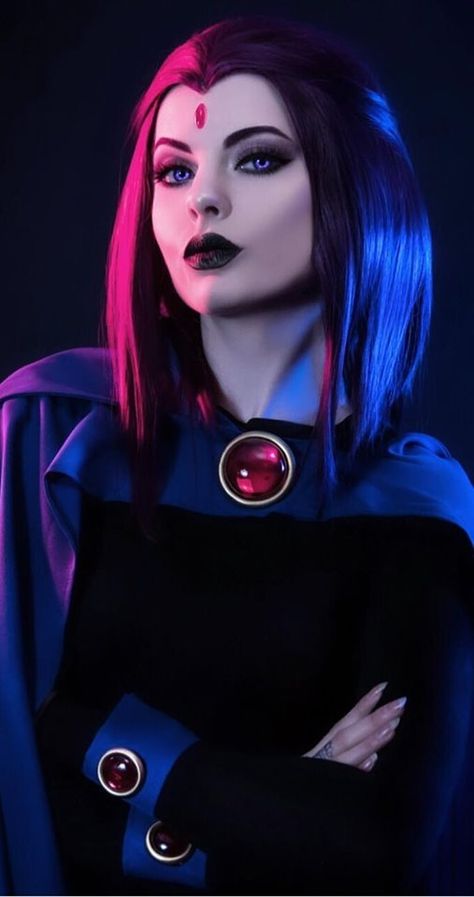 Rachel Roth Cosplay, Raven Makeup Teen Titans, Raven Cosplay Makeup, Raven Makeup, Raven Teen Titans Cosplay, Teen Titans Cosplay, Raven Costume, Raven Teen Titans Go, Halloween Costumes 2022