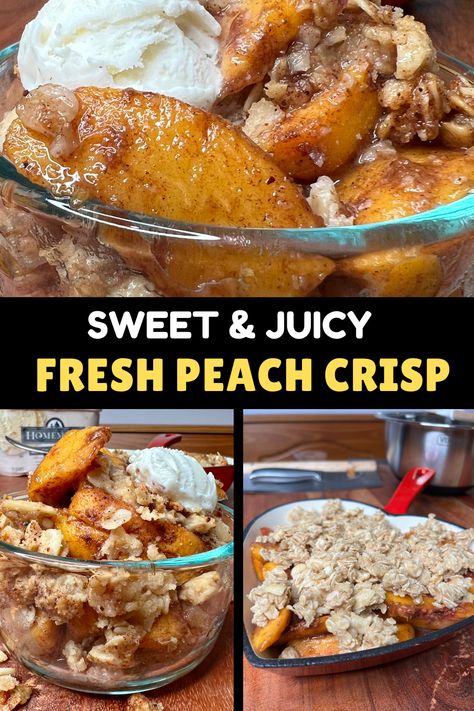 Looking for a light and healthy dessert? Try this Easy Peach Crisp made with fresh peaches, canned peaches, or frozen peaches, and topped with a crunchy oat crumble! This guilt-free summer treat is low in sugar, full of wholesome ingredients, and quick to make. Whether you're using fresh, canned, or frozen peaches, this easy recipe is perfect for satisfying your sweet tooth in a healthy way! Ideal for a light summer dessert. Sugar Free Peach Crisp, Lunch Grocery List, Peaches Canned, Healthy Peach Crisp, Fresh Peach Crisp, Peaches Recipes, Zero Point Foods, Christmas Pies, Light Summer Desserts