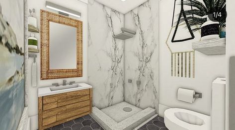 3 X 2 Bathroom Design Bloxburg, Bloxburg Jack And Jill Bathroom, 2 X 3 Bathroom Bloxburg, Modern Farmhouse Bathroom Bloxburg, Shower Ideas Bloxburg, Bloxburg Half Bathroom, Bloxburg Master Bath Ideas, Bloxburg 2x2 Bathroom Ideas, Bloxburg Half Bathroom Ideas