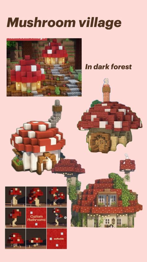 Minecraft Realm Builds, Minecraft Wool Shop Ideas, Minecraft Villager Building Ideas, Minecraft Dark Forest Build, Mushroom House Minecraft Easy, Enchanting Set Up Minecraft, Minecraft Swamp Village Ideas, Aesthetic Minecraft Village Ideas, Earthy Minecraft House