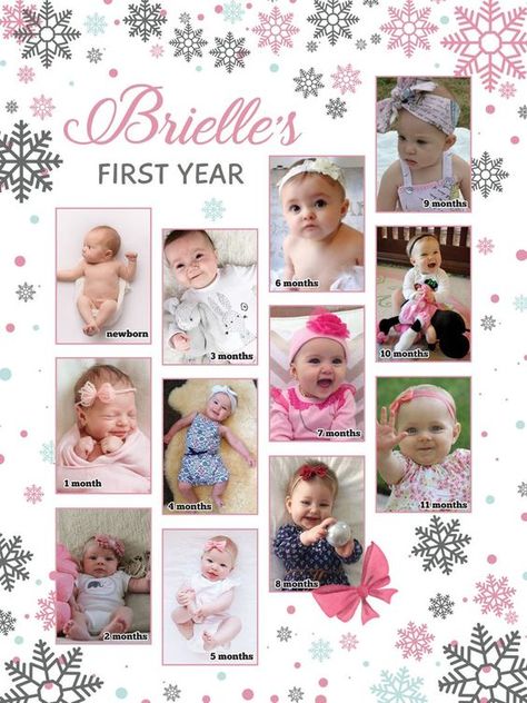 Buy Winter Onederland First 12 Months Collage 1st Birthday Photo Online in India - Etsy First Year Photo Board, Bday Poster, Funny Christmas Party Invitations, Baby Photo Collages, Baby 12 Months, 1st Birthday Photo, Birthday Photo Collage, Baby Photo Frames