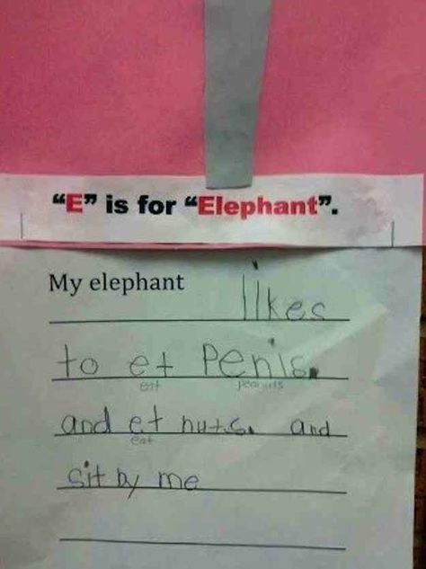 Who are we to judge an elephant's diet? Spelling For Kids, Funny Test Answers, 5 Best Friends, Spelling Mistakes, Misspelled Words, Funny Quotes For Kids, Best Friend Quotes Funny, Can't Stop Laughing, The Zoo