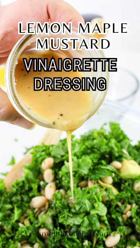 Lemon Maple Mustard Vinaigrette Dressing is a delightful combination of  sweet, tangy, and savory flavors that will elevate any salad to new  heights. This homemade dressing is a far cry from the bottled stuff,  offering a burst of fresh taste in every spoonful. Maple Dressing Vinaigrette, Maple Mustard Dressing, Maple Vinaigrette Dressing, Honey Vinaigrette Dressing, Frozen Casserole Recipes, Mustard Vinaigrette Dressing, Maple Mustard Vinaigrette, Lemon Salad Dressings, Lemon Vinaigrette Dressing