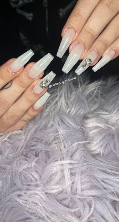 #nails, #nail ideas, #nails ideas, #nail designs, #prety nails, #nail inspiration, #nails inspiration, #nails inspiration, #trendy nails, #trendy nail art, #pretty nail art designs, #short nails ideas Acrylics With Cross Charm, Milky White Nails With Cross, Cross Charms Nails, White Nails With Charms Y2k, White Nails Charms, White Nails Cross, White Charm Nails, White Cross Nails, White Nails With Cross