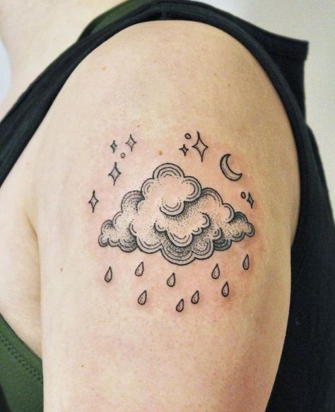 Rain Cloud Tattoos, Cloud Tattoos, Cloud Tattoo Design, Rain Tattoo, Storm Tattoo, Brooklyn Tattoo, Sky Tattoos, Nyc Tattoo, Tattoo Outline Drawing