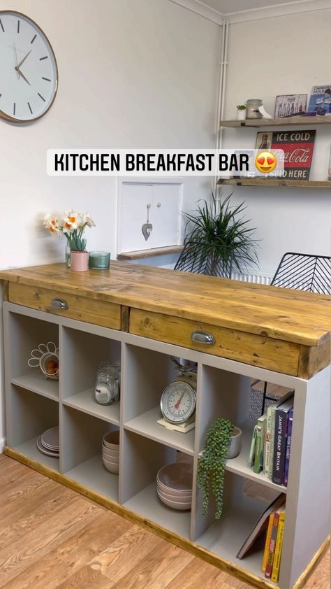 Diy Breakfast Bar, Mum Diy, Small Breakfast Bar, Diy Kallax, Home Bar Table, Breakfast Bar Table, My First Youtube Video, Diy Slides, First Youtube Video