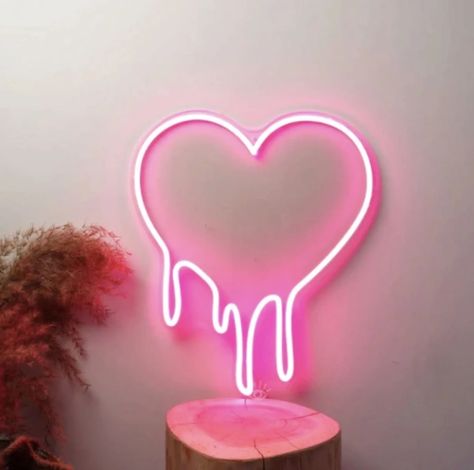 Bleeding Heart Neon Sign Melting Heart Neon Sign Custom - Etsy Pink Light Up Signs, Led Lights Signs, Light Up Signs Aesthetic, Easy Neon Sign, Neon Pink Lights, Cute Neon Signs, Neon Valentines, Heart Neon Light, Neon Lights Signs