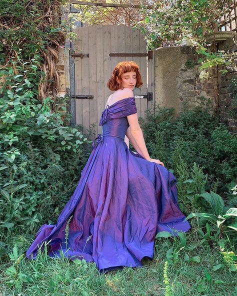 Purple Dress Aesthetic, Witchcore Fashion, Purple Flowy Dress, Liberty Mai, Purple Sundress, Cottage Dress, Long Sundress, Purple Maxi Dress, Ginger Girls