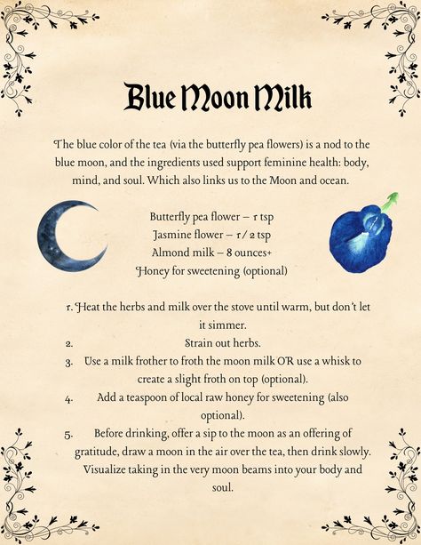 Blue Moon Milk, Moon Capricorn, Divination Witch, Moon Milk, Earth Air Fire Water, Moon Time, Spell Books, Capricorn Moon, Kitchen Witchery