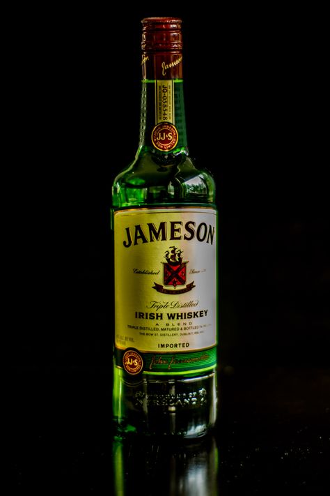 Jameson Irish Whiskey Bottle. #Natural Light Jameson Bottle, Vintage Flask, Jameson Whiskey, Jameson Irish Whiskey, Cigars And Whiskey, Whiskey Cocktails, Irish Whiskey, Whiskey Bottle, Whiskey