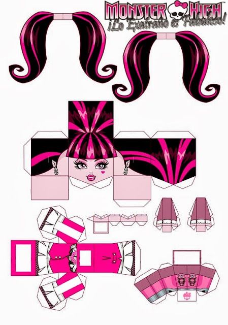 Monster High: Draculaura 3D para imprimir gratis. | Ideas y material gratis para fiestas y celebraciones Oh My Fiesta! Monster High Printables, Monster High Crafts, Monster High Birthday Party, Monster High Draculaura, Doll Template, Monster High Pictures, Monster High Party, Moster High, Paper Toys Template