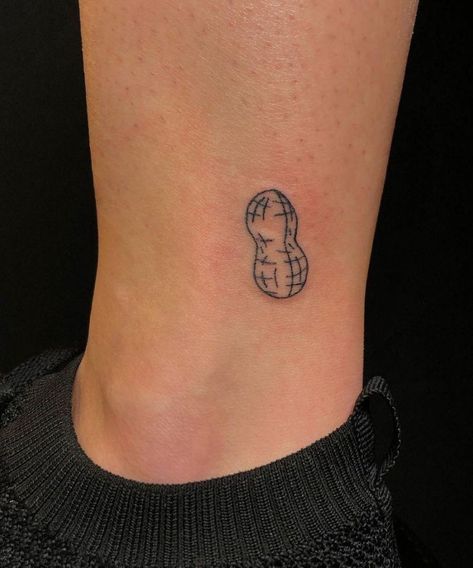 Mr Peanut Tattoo, Cute Peanut Tattoo, Funny Patchwork Tattoos, Gummy Worm Tattoo, Stand Tall Tattoo, Tiny Tattoo Sleeve, Funny Little Tattoos, Funky Tattoo Ideas, Peanuts Tattoo