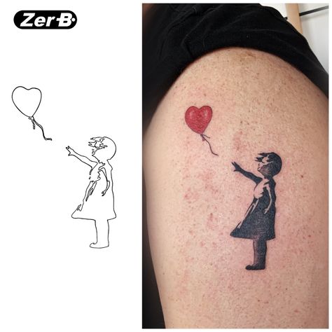 Silhouette bambina con palloncino che vola via Balloon Tattoo, Red Balloon, Balloons, Tattoos, Red