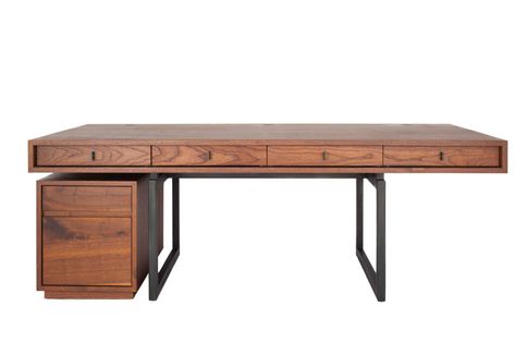 Berkeley Desk - Wud Furniture Transitional Coffee Table, Transitional Exterior, Mid Century Modern Desk, Vintage Industrial Furniture, Walnut Desks, Transitional Living Rooms, Transitional House, Wooden Desk, Vintage Desk