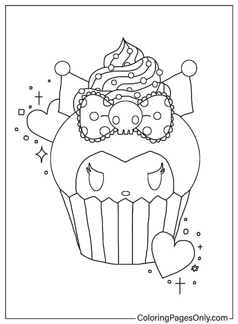 Kuromi Coloring Page, Anime Coloring Pages, Work Recipes, Tattoo Coloring Book, Cute Kuromi, Hello Kitty Colouring Pages, Cartoon Coloring, Lovely Friends, Hello Kitty Coloring