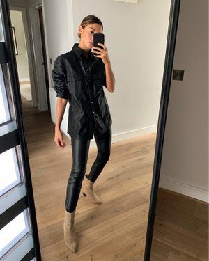 Leather Shirt Outfit, Sandal Outfits, Blogger Street Style, Classic Style Outfits, Black Leather Pants, Leather Shirt, Street Style Inspiration, Zara Jackets, Fall Style