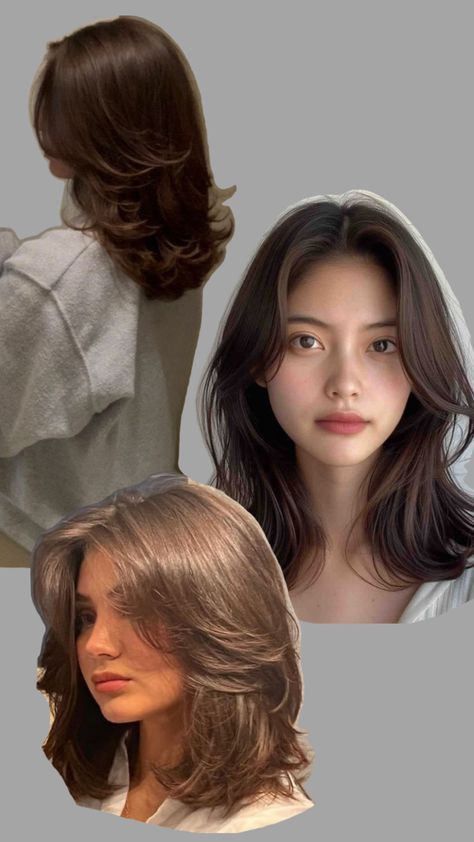 Medium length haircut with layers and middle parted curtain bangs Layered Mid Length Hair Curtain Bangs, Haircuts For Middle Length Hair, Mid Hair Curtain Bangs, Mid Length Hair Curtain Bangs Layers, Mid Length Curtain Bangs Haircut, Curtain Bangs Medium Hair Korean, Mid Length Layers With Curtain Bangs, Middle Part Hairstyles For Long Hair, Haircut Ideas Mid Length