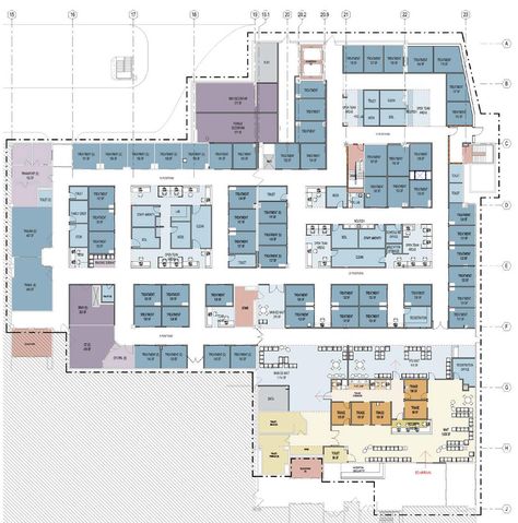 Emergency Department Master Planning 100 Bed Hospital Floor Plan, Hospital Layout, Hospital Floor Plan, Hospital Design Architecture, Hospital Plans, Architecture Site Plan, Waiting Room Design, Block Plan, Master Planning