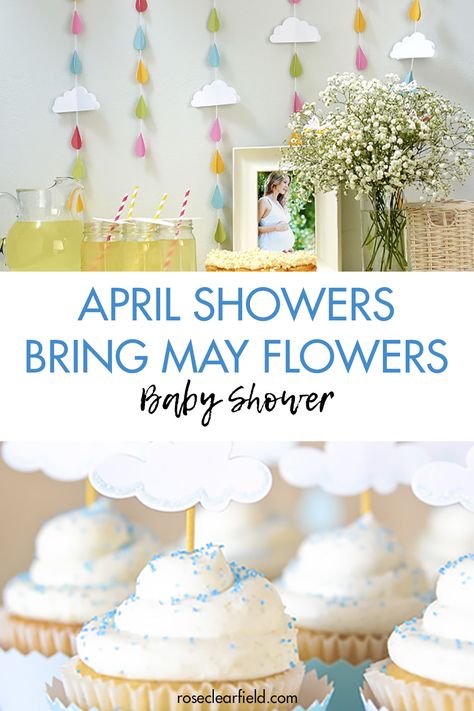 April Showers Bring May Flowers Baby Shower Theme Girl, April Showers Gender Reveal, April Showers Theme, Rain Sprinkle Baby Shower Ideas, April Showers Party Theme, April Shower Baby Shower Theme, April Showers Baby Shower Theme Boy, Baby Sprinkle Rain Theme, Rain Shower Baby Shower Theme