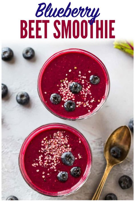 Blueberry Beet Smoothie. Sweet, creamy, and packed with fiber, protein, and antioxidants! This healthy breakfast smoothie is perfect for weightloss or for kids. Other beet smoothie benefits include reduction of blood pressure, detox, liver cleanse, and more. Recipe works with both raw or cooked beets and can be made in a Vitamix or regular blender. #beets #smoothie #beetsmoothie #raw #vegan #detox #weightloss #smoothies #recipe Detox Liver Cleanse, Beets Smoothie, Beets Smoothie Recipes, Cooked Beets, Detox Liver, Smoothie Benefits, Banana Frozen, Vegan Detox, Detox Breakfast