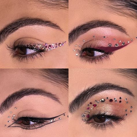 Gemstone Eye Makeup, Gem Stone Makeup, Eye Makeup With Gems, Stones Makeup, Makeup With Gems, Gemstone Makeup, Stone Makeup, Makeup Fails, Media Makeup