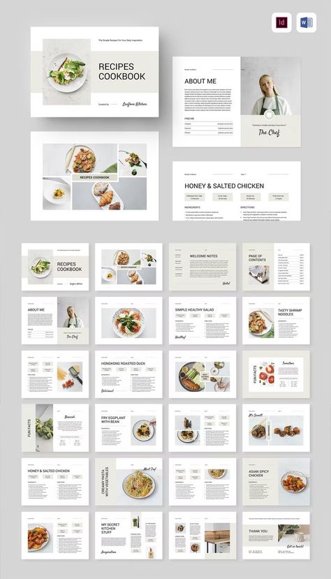 Cookbook Design Template, Cookbook Design Layout, Making A Cookbook, Recipe Book Design, Mini Cafe, Cookbook Design, Recipe Book Templates, Cookbook Template, Presentation Design Layout