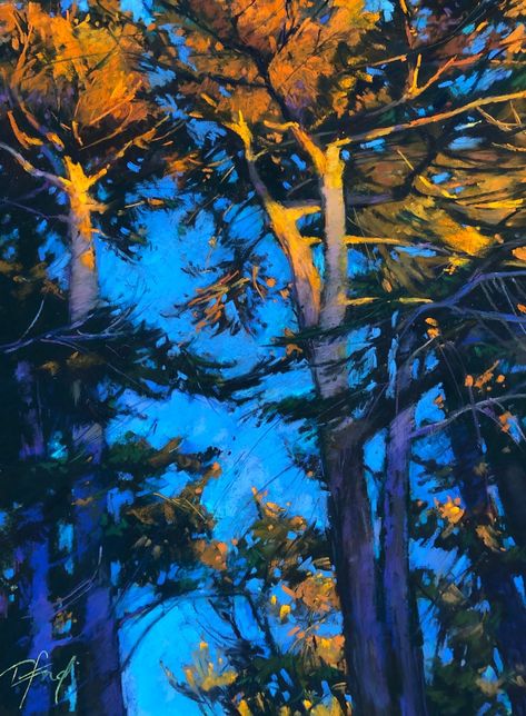 Light Through Trees Painting, Oil Landscape Paintings, Blue Oil Painting, Abstract Trees, Arte Peculiar, Pastel Landscape, Canvas Painting Ideas, 판타지 아트, Pastel Art