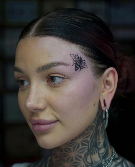 Face Tattoo Above Eyebrow, Side Of Head Tattoo Women, 2032 Fashion, Above Eyebrow Tattoo, Side Face Tattoo, Small Face Tattoo, Small Face Tattoos, Face Tats, Face Tattoos For Women