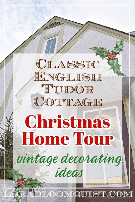 Enjoy a Christmas home tour through a charming classic English Tudor. Pretty architectural details and vintage inspired decorating ideas. Mix modern and vintage style decorating to create a cozy holiday home. #holidayhometour #christmashometour #vintageChristmas #vintagehometour #Christmasdecorating #Christmasdecor English Cottage Christmas Decor Ideas, Tour Of Homes Christmas, English Country Christmas Decor, Christmas Tour Of Homes, Christmas Home Tours 2024, English Christmas Aesthetic, English Christmas Decor, English Cottage Christmas Decor, English Christmas Decorations