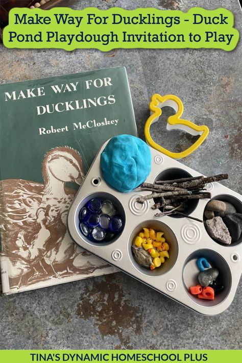 Make Way For Ducklings Fun Duck Pond Playdough Invitation to Play. This activity for preschoolers about Make Way For Ducklings is fun to do for a spring theme. Also, you’ll love my Free Bird Unit Study. Are you looking for an easy but engaging spring lesson to enjoy with your preschooler? This is a fun way to work on learning without sitting down and “doing school”. And you can read aloud while your child's hands are busy. Grab Make Way for Ducklings and check out the sweet duck pond activity. Ducks Preschool Activities, Duck Activities For Preschool, Duck Activities For Toddlers, Duck Science Preschool, Pond Lesson Plans For Toddlers, Pond Life Toddler Activities, Make Way For Ducklings Activities, Pond Study Activities, Make Way For Ducklings