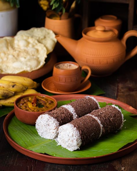 Traditional kerala breakfast. Puttu Kadala Kerala Traditional Food Photography, Kerala Cuisine Photography, Kerala Meals Photography, Kerala Traditional Food, Puttu Kadala Curry, Kerala Food Photography, Puttu Kerala, Kerala Meals, Food Kerala