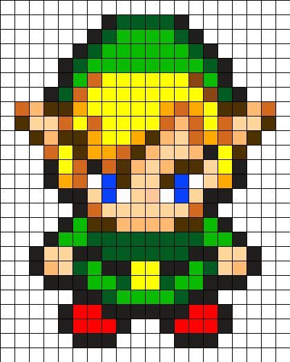 Zelda Perler Bead Patterns, Link Perler Beads, Link Pixel Art, Zelda Quilt, Zelda Pattern, Fuse Bead Patterns, Perler Art, Art Perle, Pixel Art Templates