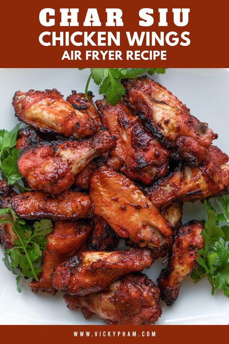 A quick and tasty Chinese barbecue chicken wings recipe using an air fryer. These chicken wings have a sweet and savory sticky glaze with tender and flavorful Asian flavors. Enjoy the wonderful flavor of char siu in chicken form that cooks up in less than 30 minutes. Best Air Fryer Chicken Wings, The Best Air Fryer Chicken, Best Air Fryer Chicken, Air Fryer Recipes Chicken Wings, Air Fry Chicken Wings, Air Fryer Wings, The Best Air Fryer, Crispy Wings, Best Air Fryer