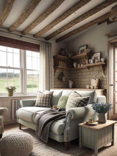 British Interior Design English Country Cottage Style, Modern Country Cottage Interiors, Small Cottage Interiors Living Room, Tartan Living Room, Furniture Sofa Design, Cottage Interiors Living Rooms, Rustic Cottage Living Room, Budget Bedroom Ideas, Cosy Cottage Living Room