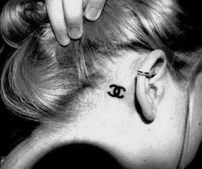 Chanel tattoo Chanel Tattoo, Gucci Tattoo, Behind Ear Tattoos, Places For Tattoos, Sick Tattoo, Celebrity Tattoos, Dream Tattoos, Dope Tattoos, Fake Tattoos