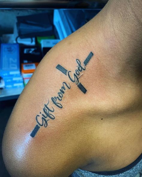 INKMILLI OFFICIAL on Instagram: “We’re all A Gift from God. ✝️ 🎁” A Gift From God Tattoo, God Gave Me You Tattoo, Women Of God Tattoos, Tatoos About God, Gift Of God Tattoo, Made By God Tattoo, All Glory To God Tattoo, God's Favorite Tattoo, God Did Tattoo