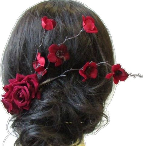 Sakura Hair, Hair Bridesmaids, Flower Sakura, Red Hair Accessories, Red Cherry Blossom, Flower Hair Comb, Metal Hair, Rose Hair, Red Cherry