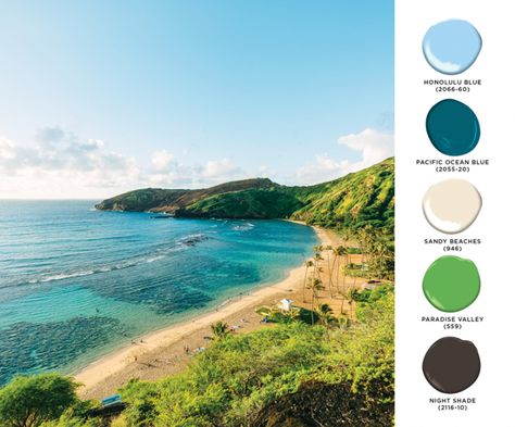 Use This Hawaiʻi-Inspired Palette in Your Home - Hawaii Magazine Hawaiian Color Palette, Wedding Colors Palette, Hawaiian Beach House, Beach House Color Palette, Color Palette Interior Design, Home Color Palette, Beach House Colors, Hawaii Magazine, Polynesian Resort