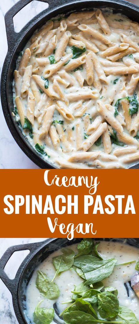 Vegan Spinach Pasta, Spinach Pasta Recipe, Spinach Recipes Healthy, Spinach Pasta Recipes, Vegan Alfredo Sauce, Spinach Alfredo, Vegan Alfredo, Vegan Spinach, Vegetarian Comfort Food