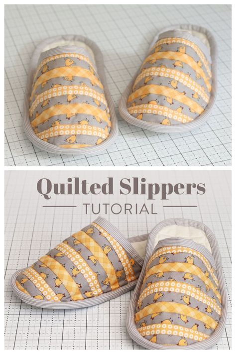 DIY Fabric Quilted Slippers Free Sewing Pattern - Any Sizes | Fabric Art DIY How To Make Slippers, Quilted Slippers, Joululahjat Diy, Friendly Photo, Sewing Slippers, Quilted Shoes, Suzy Quilts, Spa Slippers, Diy Slippers