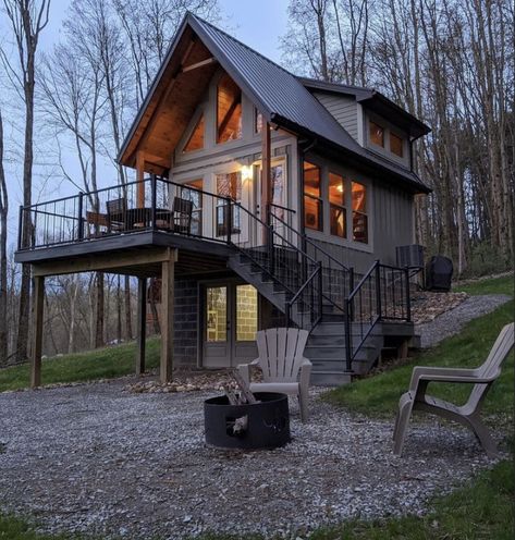 Rustic Tiny House, Tiny Cabins, Walkout Basement, Casa Container, A Frame Cabin, A Frame House, Tiny House Cabin, Small Cabin, Cabin Style