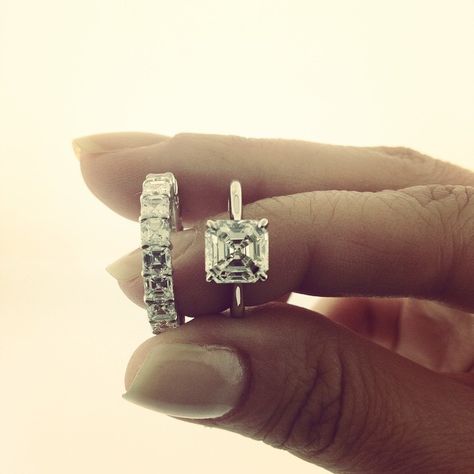 Ascher Cut, Jewelry Style, Asscher Cut, Band Engagement Ring, Put A Ring On It, Bling Rings, Dream Ring, Rings Simple, Princess Cut