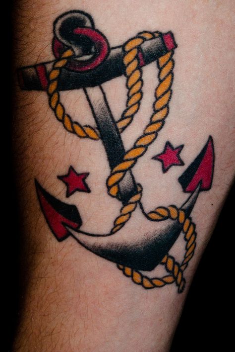 anchor tattoo Anker Tattoo Design, Traditional Anchor Tattoo, Sailor Tattoos, Anchor Tattoo Design, Sailor Jerry Tattoos, Tattoo Old School, Anchor Tattoos, Anchor Tattoo, Mermaid Tattoos