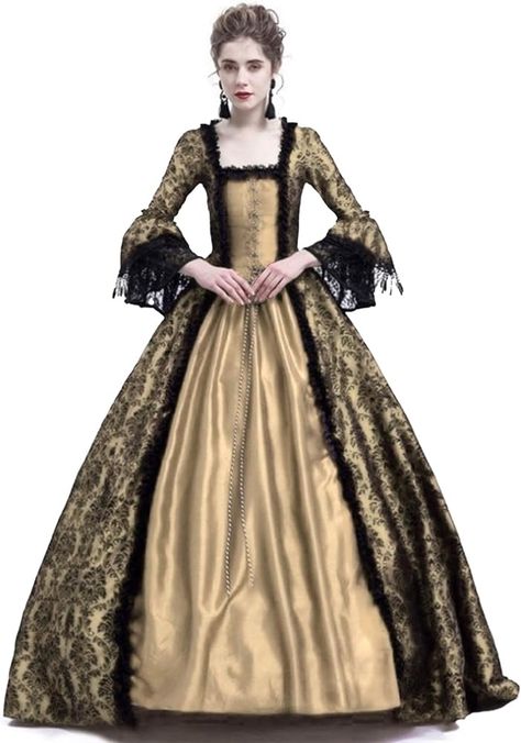 Women's Victorian Rococo Dress Lace Bell Sleeve Ball Gown Renaissance Masquerade Party Dresses Elegant Court Dress, 04#gold, Small : Amazon.ca: Clothing, Shoes & Accessories Masquerade Ball Gown, Rococo Dress, Rococo, Dress For Women, Ball Gown, Plus Size, For Women, Lace